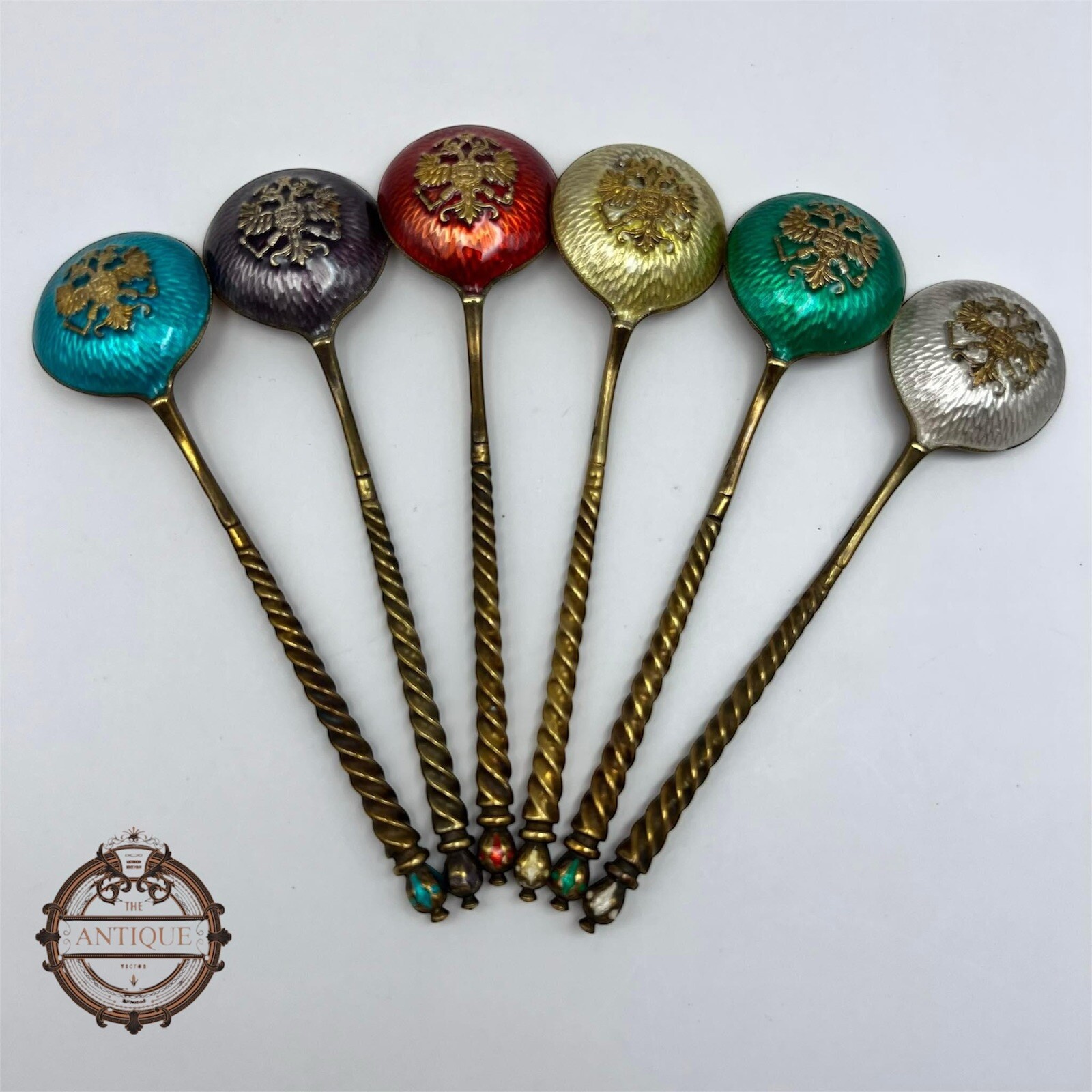 Antique Silver 88 Spoon set 6 Sterling 129gr Lmperial Collectible Gilt VINTAGE