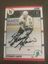 Stewart Gavin autographed 1990 Score hockey card #244 