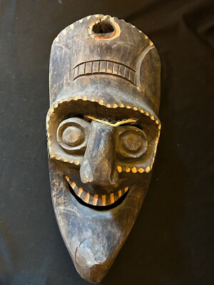 Vintage Tribal African Asian Wood Laughing Diety Face Mask 16''