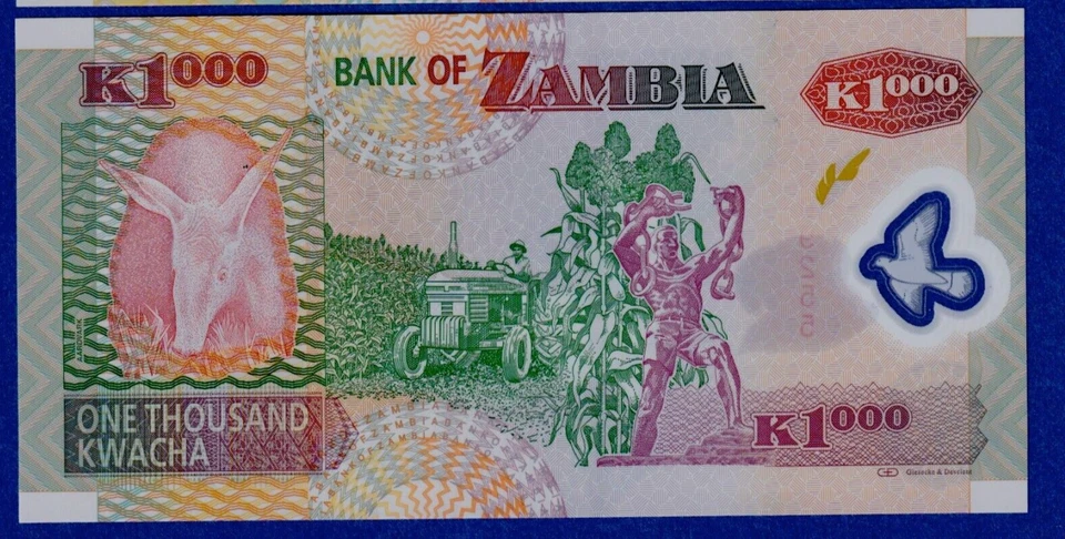 Zambia 1000 Kwacha 2011 P -44h  UNC Polymer Note - Eagle - Image 2 of 4