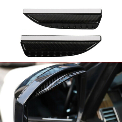 2x Car Side Rear View Mirror Rain Eyebrow Visor Black Carbon Fiber