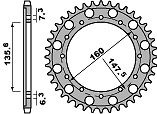 Pignon arrière PBR 1507 à 52 dents pour moto Fantic 50 avec chaîne pas 428