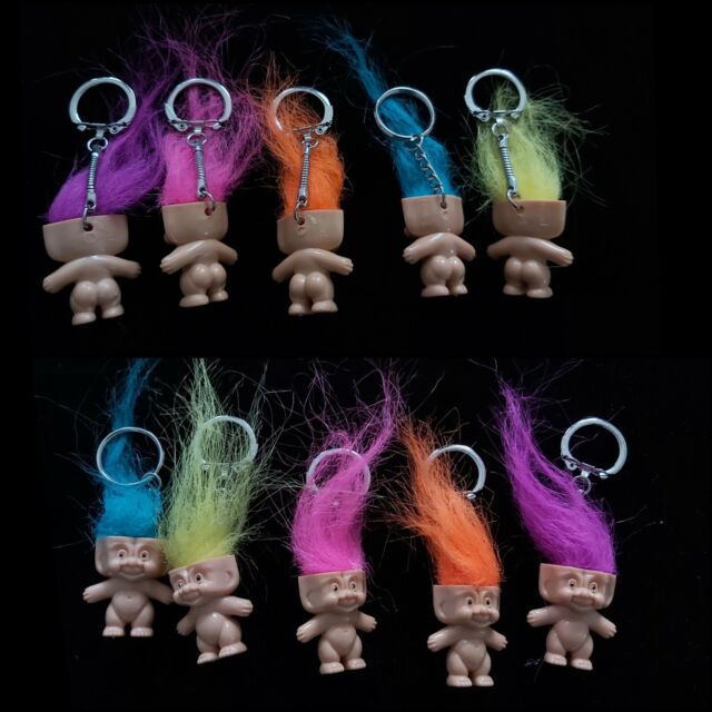 Schlüsselanhänger Troll Gnom Fantasy Figur bunt Haare Farbwahl