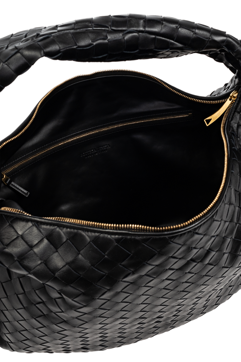 【関税&送料込み】Bottega Veneta Jodie Medium Leather Shou BOTTEGA VENETA Jodie Medium $4700 Black/Gold Leather
