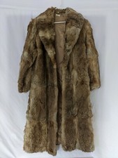 Beautiful Genuine Natural Color Rabbit Fur Coat Full Length Long Size M