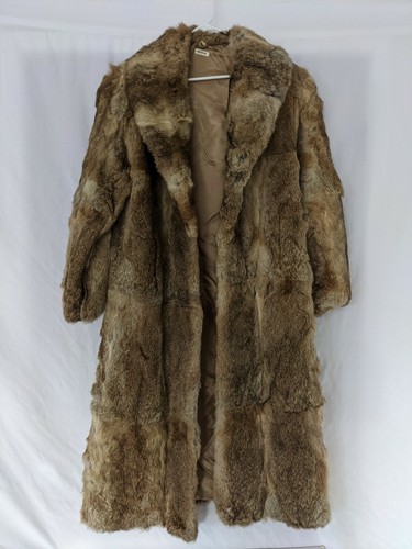 GENUINE NATURAL COLOR RABBIT FUR COAT 