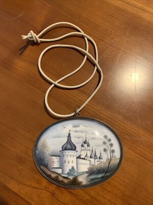 Russian Ceramic Pendant hand landscape