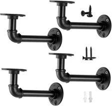 Industrial Pipe Shelf Brackets for 8 10 12 14 Inches Board, Iron L Pipe Floating