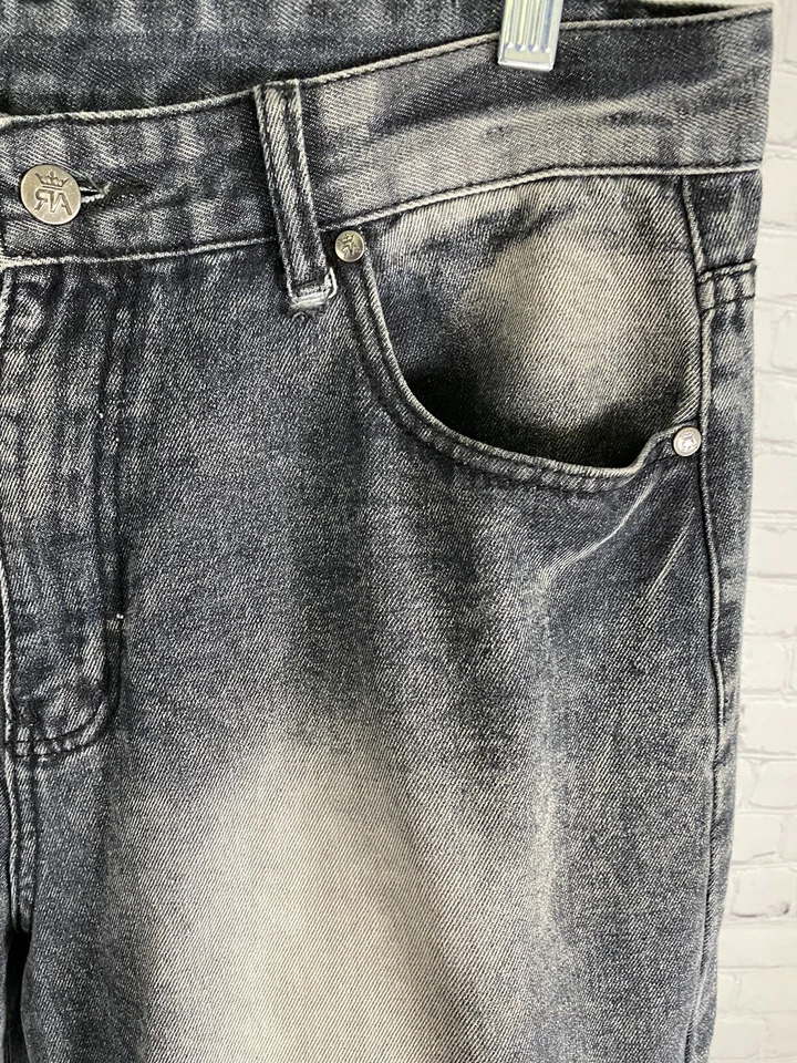 Pantalones Cortos Vaqueros Denim Diseño 5 Bolsillos Gris Oscuro Lavado Sucio Red Ape Hombres (34 x 12) Foto 3 de 4