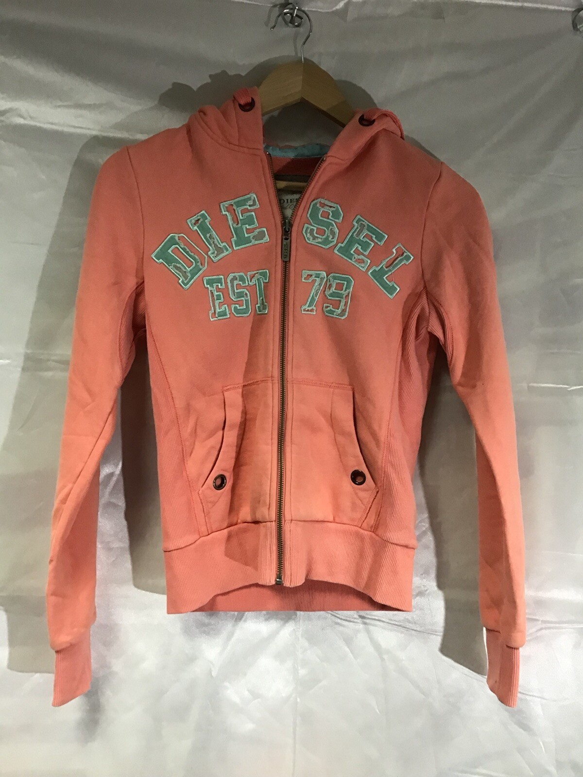 Womens Diesel Pink Zip Up Hoodie Size Small | eBay