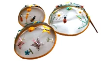 Dome Food Covers Mesh Screen Embellished Bugs Flowers Set of 3  14" 12" 10"