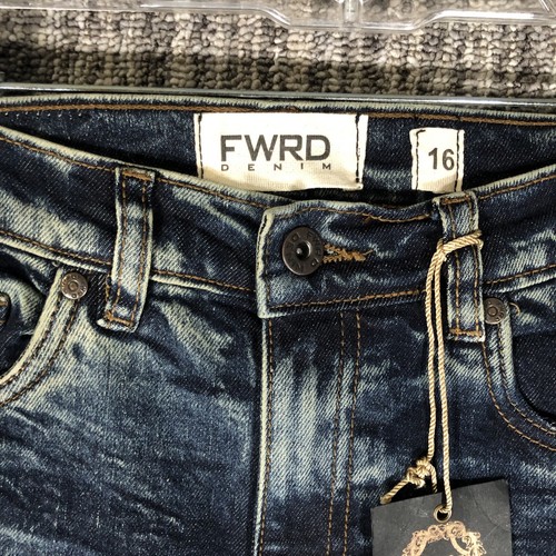 Kids FWRD Jeans Size 16 Distressed Acid Wash Skinny Leg 5-Pocket Dark Blue Jeans - Picture 3 of 13