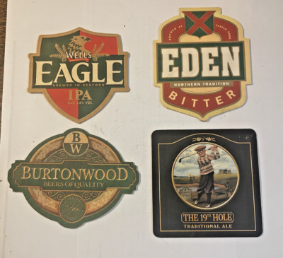 4 WENIGER GEMEINSAME SAMMLERSTÜCK BIERDECKEL ADLER-BURTON-EDEN-19. LOCH (100A)