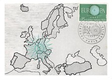 Carte maximum - FRANCE - COR12777 - 17/09/1960 - Carte de l'Europe - Cachet Pa