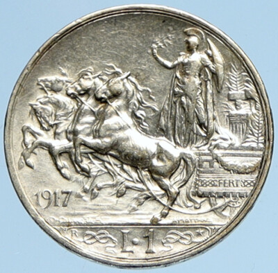 1917 R ITALY King Victor Emmanuel III EAGLE OLD Italian Lira Coin