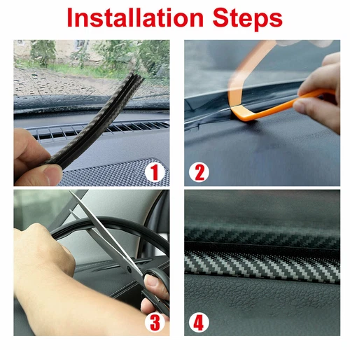 Tira de sellado de huecos de goma para parabrisas de tablero de instrumentos de coche de fibra de carbono accesorios para automóviles - Imagen 11 de 11