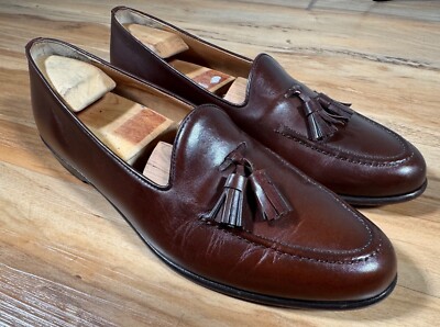 Paul Stuart Chestnut Brown Leather Venetian Toe Italian 