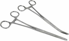 Lot of 2 5" Straight/Curved Forcep Fly Fishing Locking Mosquito Hemostat,Hobby