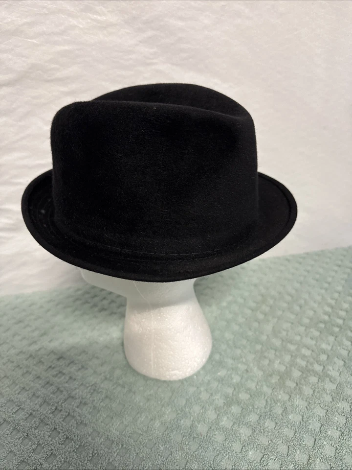 Vintage Byron Of New York Black Fedora Hat Silk Lined Size 7 1/8. 22” Diam - Image 4 of 4