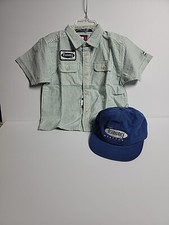 NEW VTG Tommy Hilfiger Kids Short Sleeve Button Shirt 3T And Hat Adjustable C2