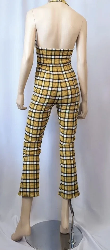 MONO A CUADROS AMARILLO Nico HALTER S 90s Y2K Retro ELASTIZADO Punk Urban Outfitters Foto 3 de 4