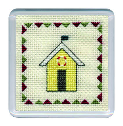Beach Huts Coaster - Yellow Cross Stitch Kit (Textile Heritage)