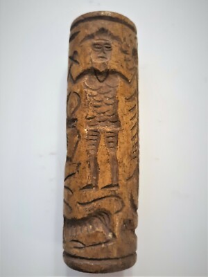 Ancient Large Limestone Cylinder Seal Cosmological Deities 