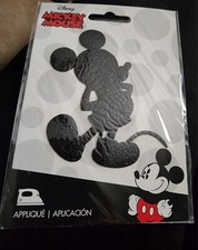 Disney Mickey Mouse Black Shimmer Iron on Applique Patch