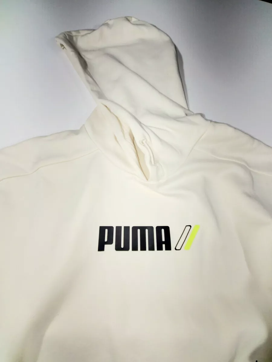 PUMA Logo Hoodie Pullover Black Heavyweight Size Large Sweatshirt