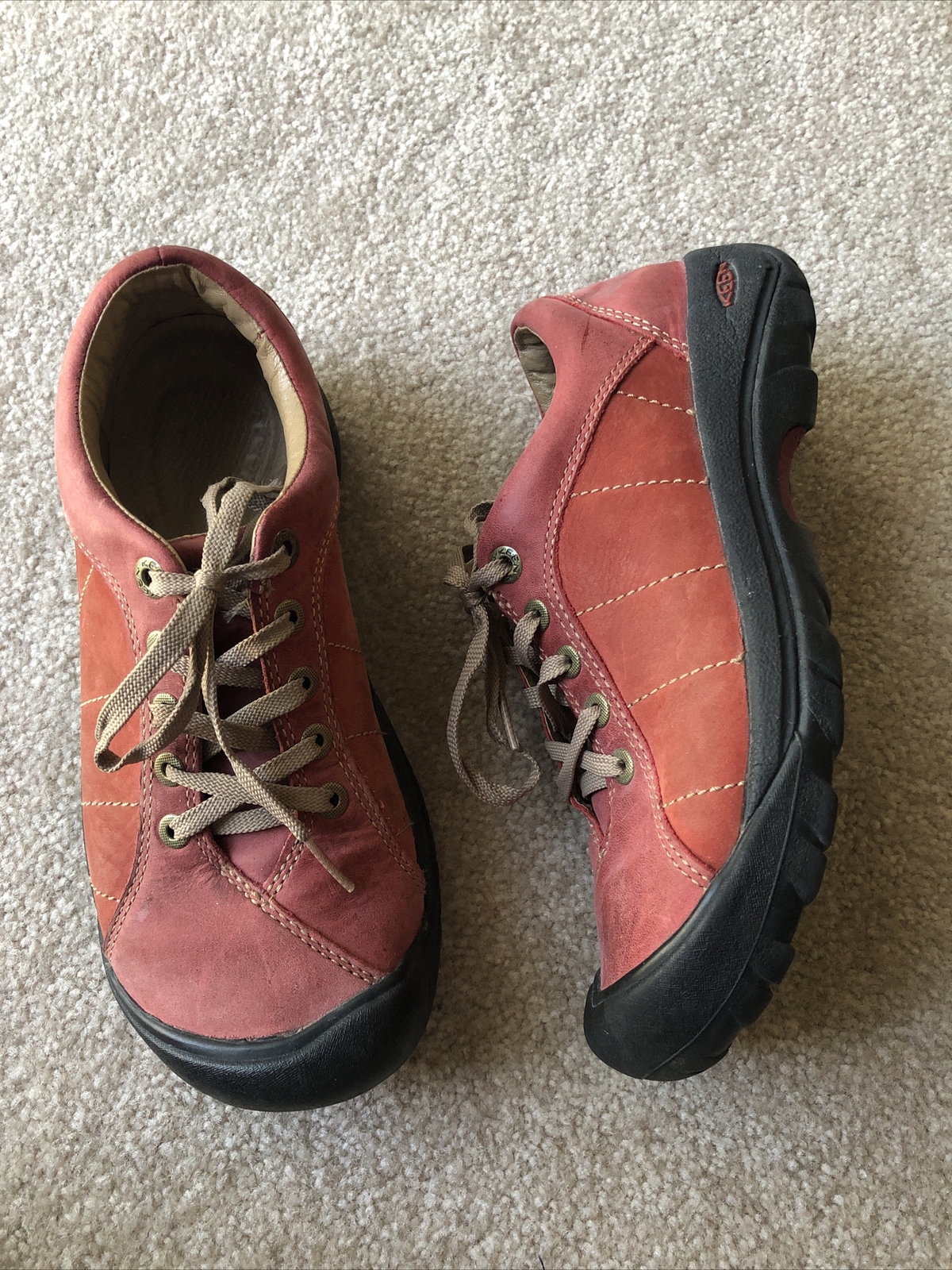 Scarpe comode da trekking KEEN Presidio all'henné bruciato arancione in pelle rossa Oxford pizzo 7