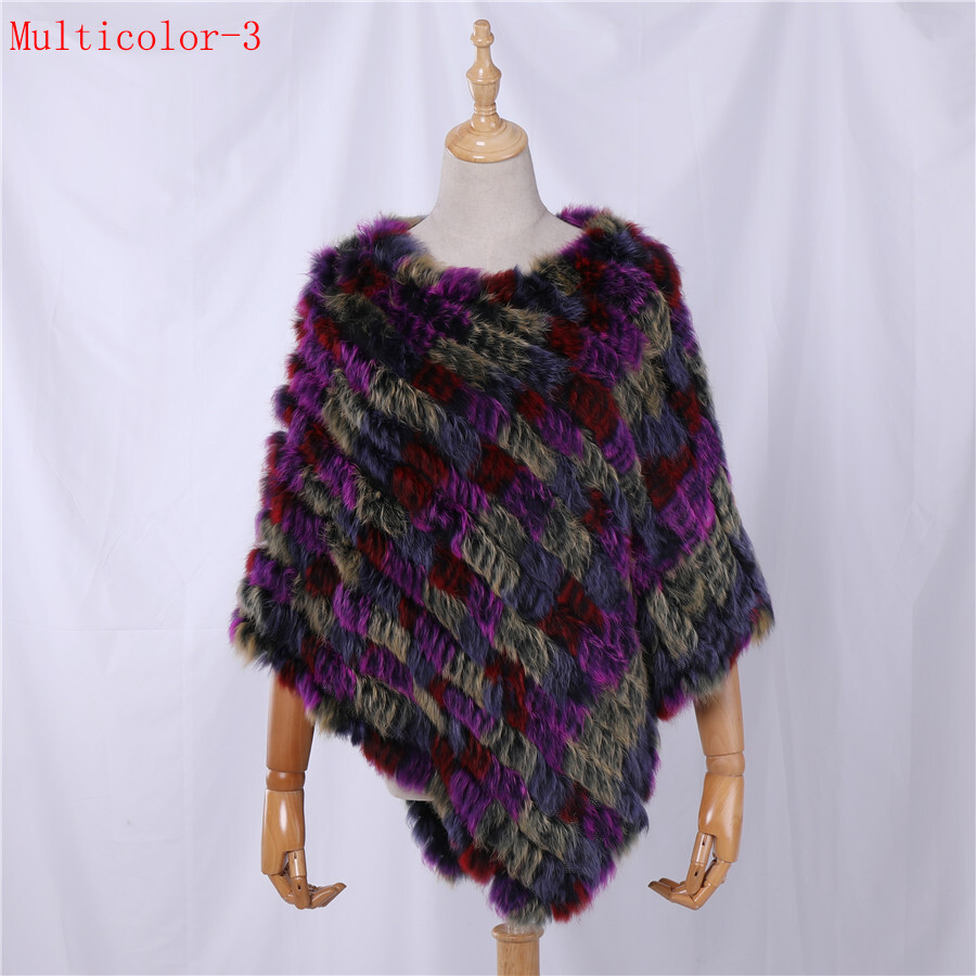 Lady Real Rabbit Hair Poncho Women Fashion Knitted Shawl Top Pullover ...