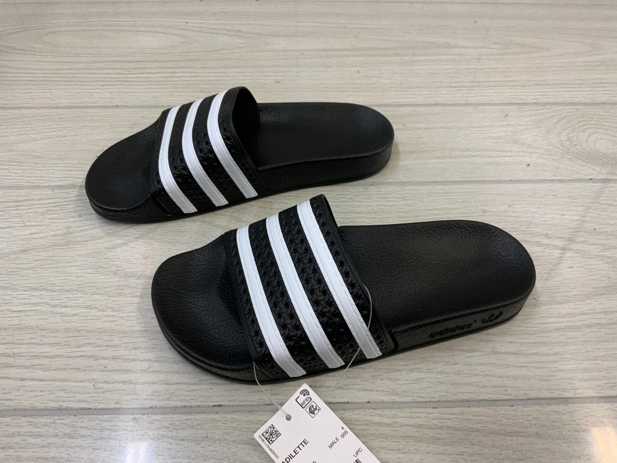 adidas Adilette Slide Sandal Big Boy s Size 4 M Black NEW MSRP