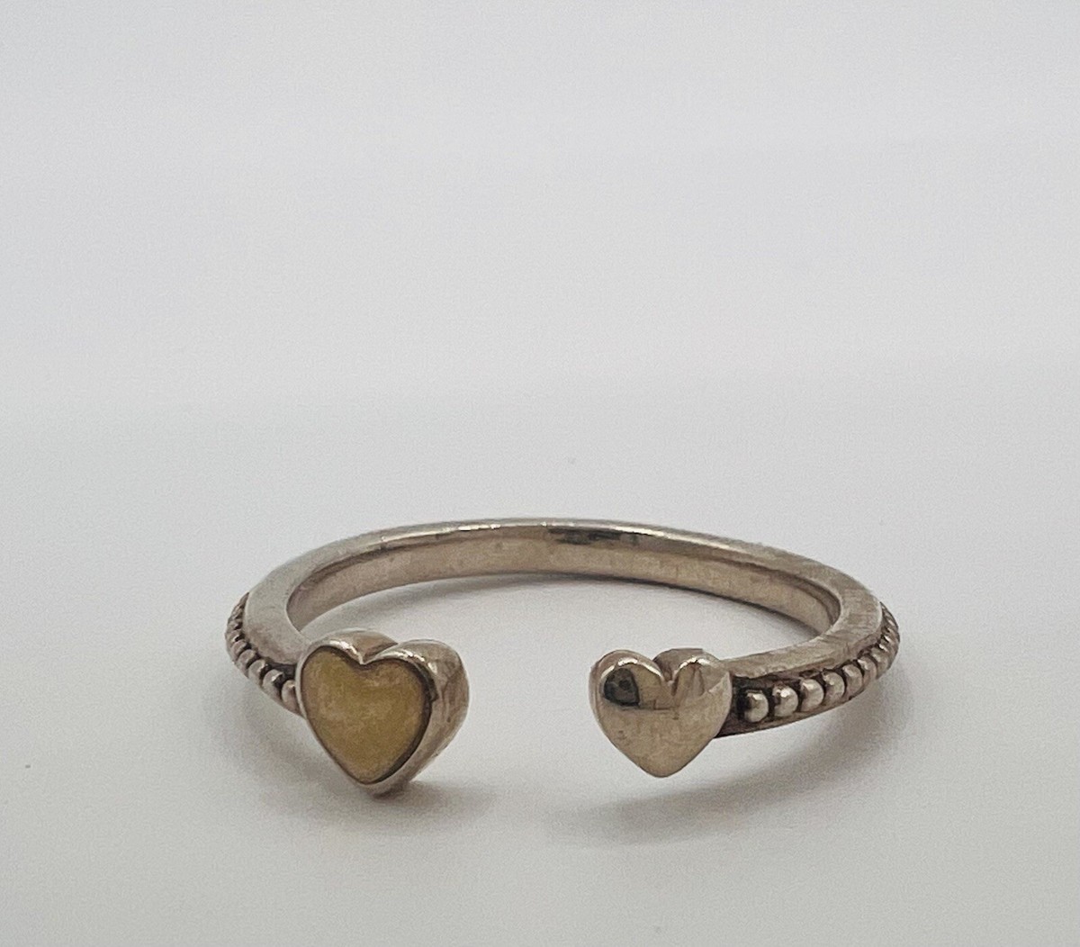 PANDORA Hearts Of Love Open Ring Size 56 Cream Enamel Expandable