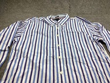 Tommy Hilfiger Shirt Mens X-Large Blue Stripes Slim Fit Button Up