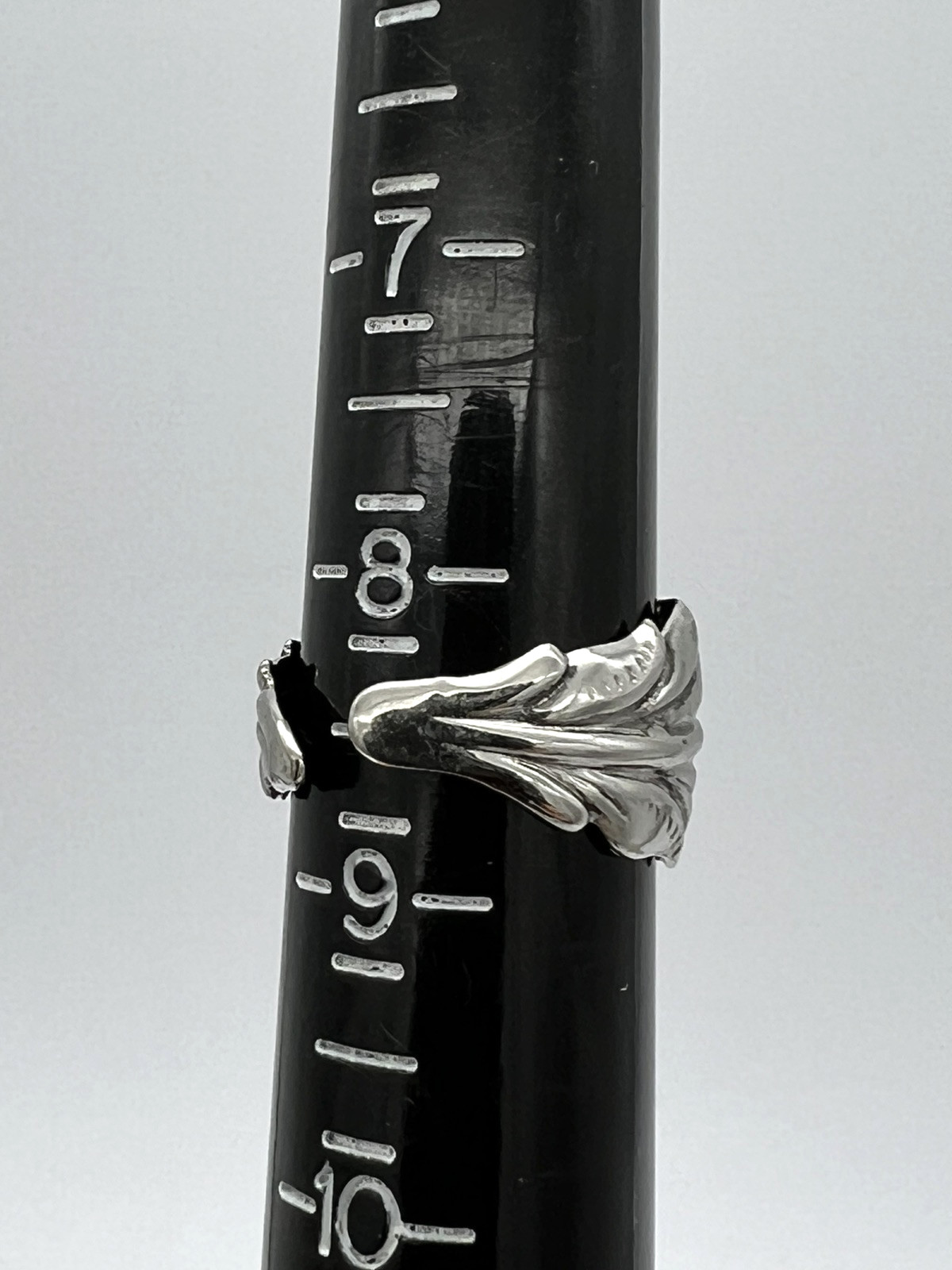 Vintage Silver Tone Leafy Pattern Adjustable Ring - image 14