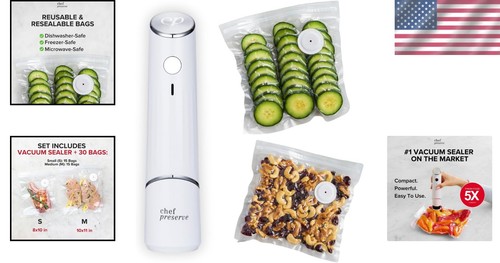 Compact Automatic Vacuum Sealer + 30 BPA-Free Bags - Save Money & Food Freshness - Picture 2 of 9