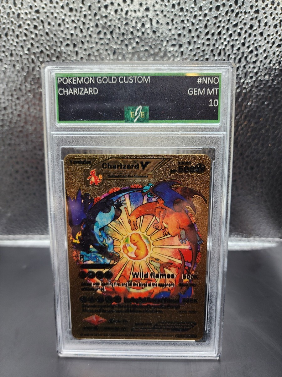 Pokemon TCG Charizard V Wild Flames Fan Art Gold Foil Card #SMP26