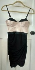 ASOS Petite Black & Nude Contrast Cup Mesh Bustier Dress Size 4