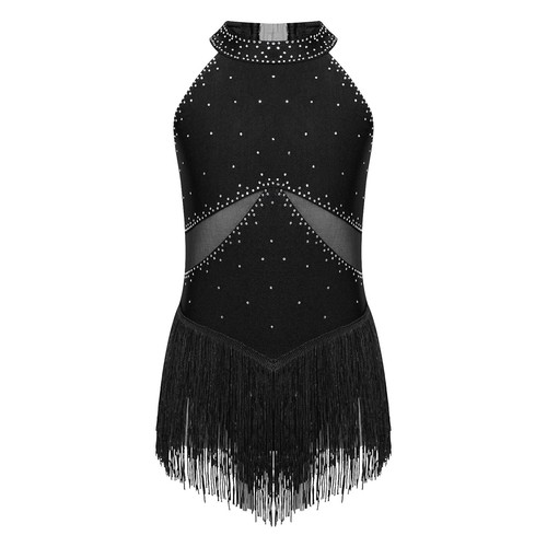 Girls Latin Dance Dress Sparkly Tassel Leotard Hip Hop Jazz Fringed AU - Picture 21 of 61