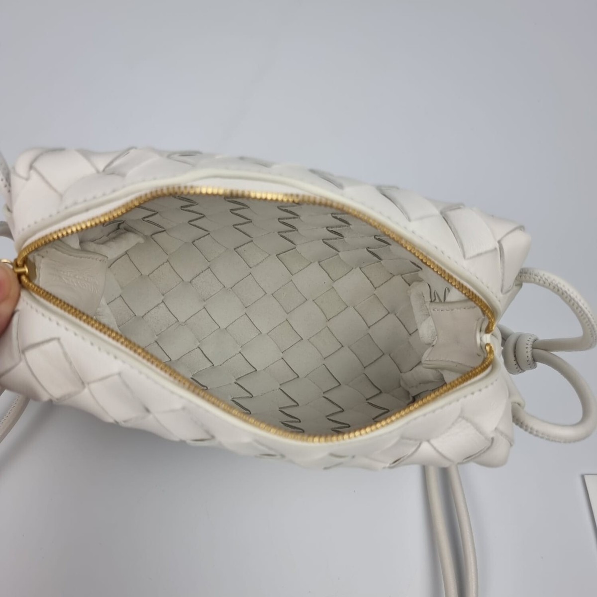 BOTTEGA VENETA Mini Loop $2300 White Leather Crossbody Bag