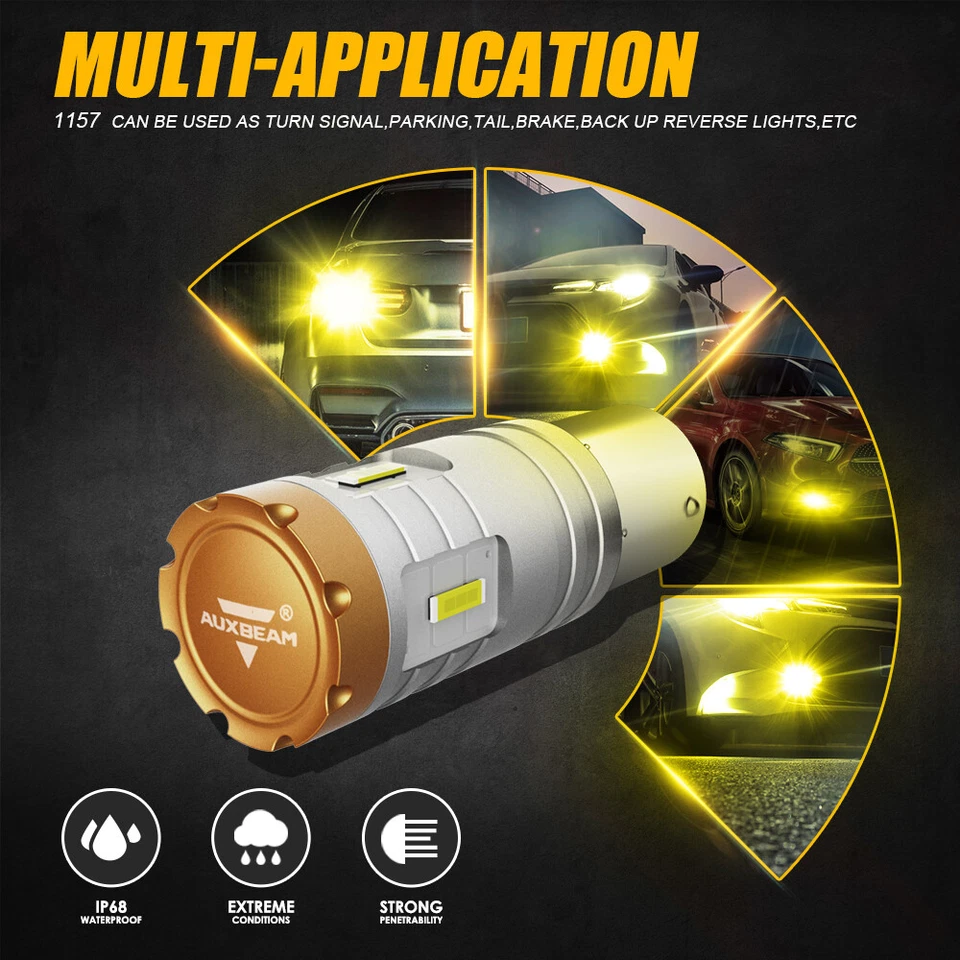 AUXBEAM Ámbar Amarillo Canbus LED Señal de giro DRL Bombillas de luz de estacionamiento 1157 1156 Foto 4 de 4