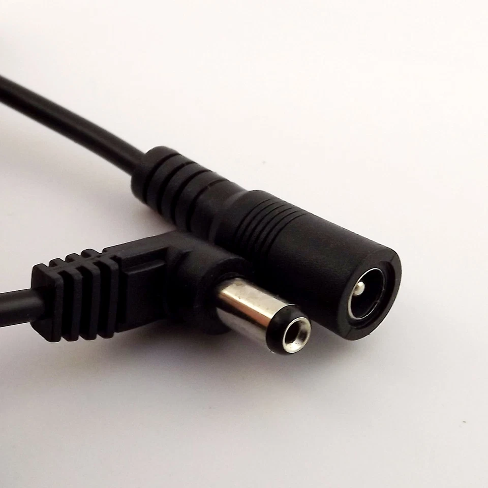 10pcs DC Power Plug 5.5mm x 2.1mm Male 90° Right Angle To Female Extension Cable - Image 3 of 4