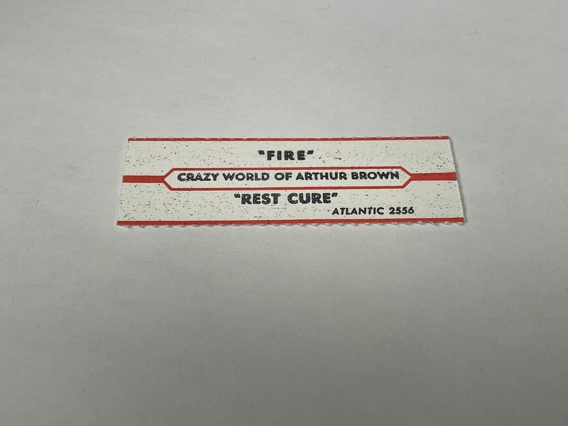 Jukebox Title Strip Crazy World Of Arthur Brown Fire Rest Cure Atlantic 2556