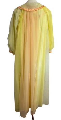 Vintage 60s Chevette Pegnoir Set Womens Small Chiffon Satin Trim Nightgown Robe - Picture 8 of 21