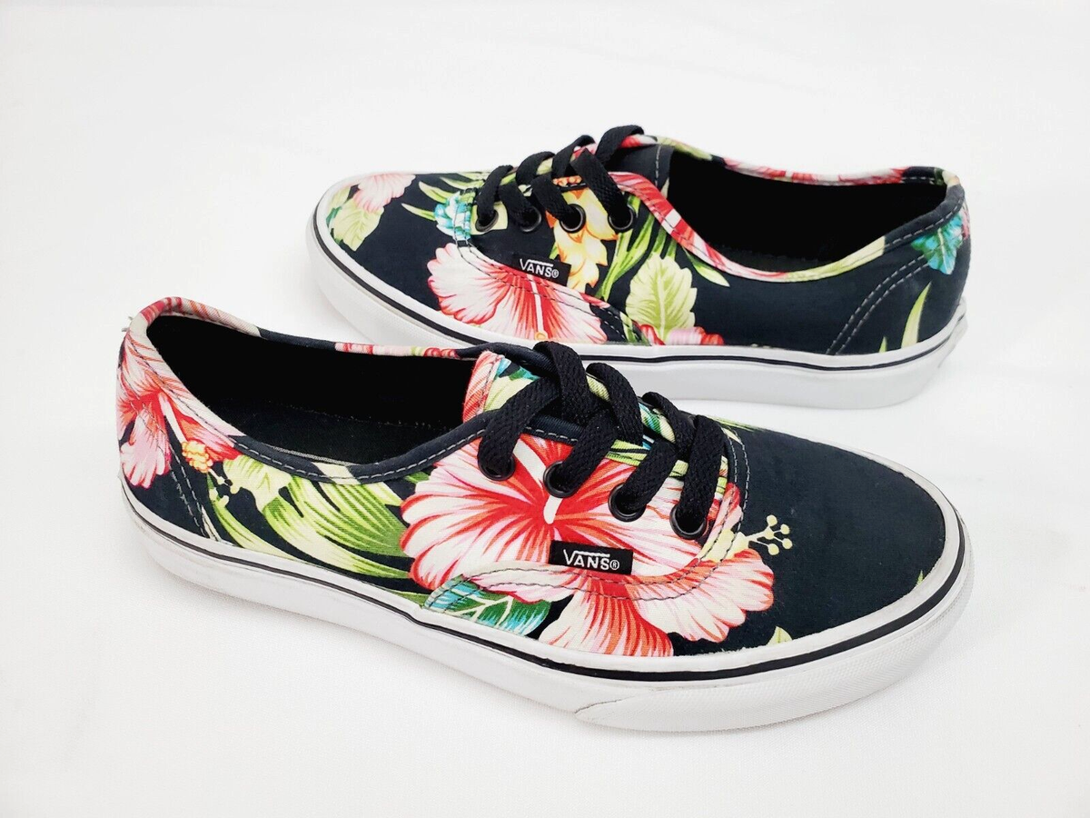 Vans Hawaiian Floral Hibiscus Skate Shoes Black Women Men
