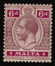 Malta 1914 1921 King George V 6d SG80 Mint