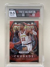 2020-21 Prizm Draft Fast Break TYRESE HALIBURTON /125 Red Crusade HGA 9.5