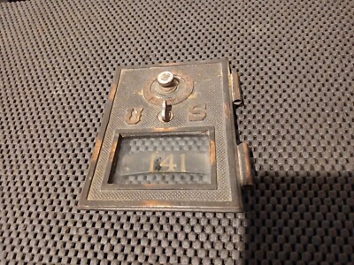 Vintage Brass Post Office Box Door 5'' Square Combination Lock US Post Office