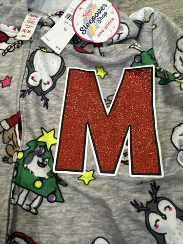 Justice Girls nwt Sloth Penguin Holiday Christmas One Piece Pjs NWT M Size 14 16 - Picture 3 of 4