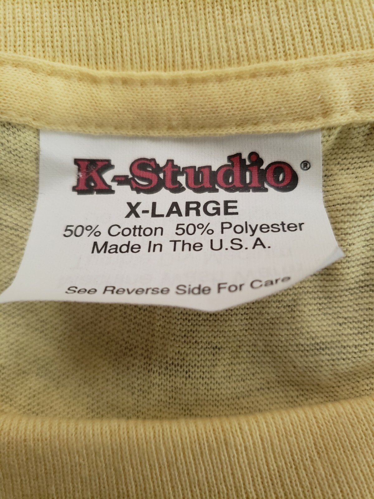 VTG Single Stitch K-Studio Basic Blank Yellow T-S… - image 5